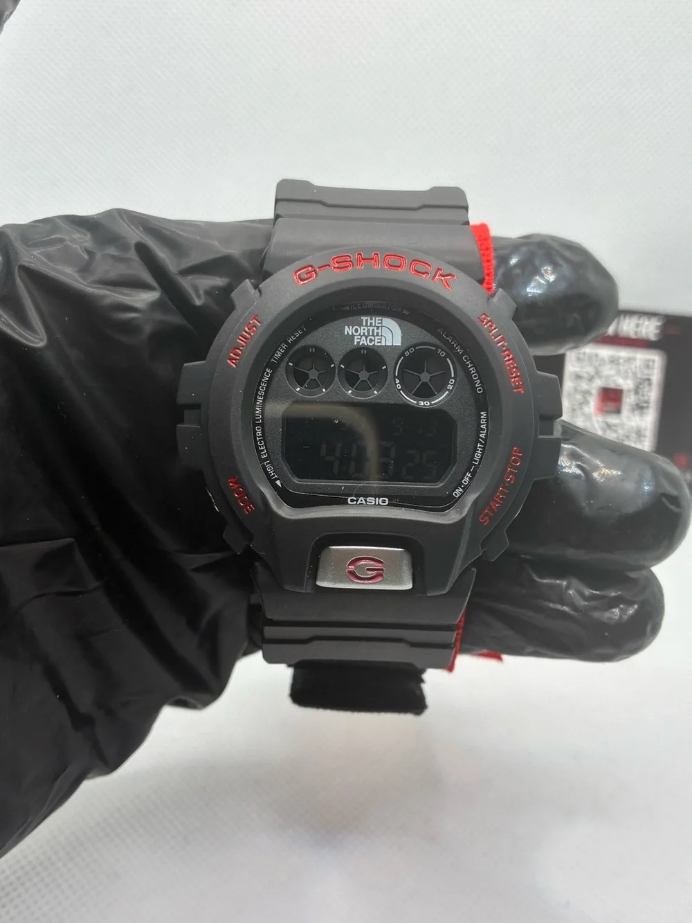 Red & Black SupremeXNorthFace G-Shock Blacl Analog-Digital Watch